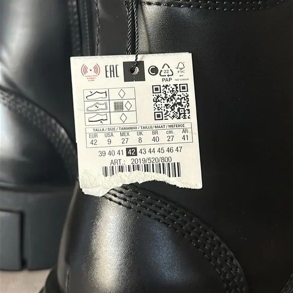 Zara Men’s Black Chunky Combat Boots - Picture 5 of 7